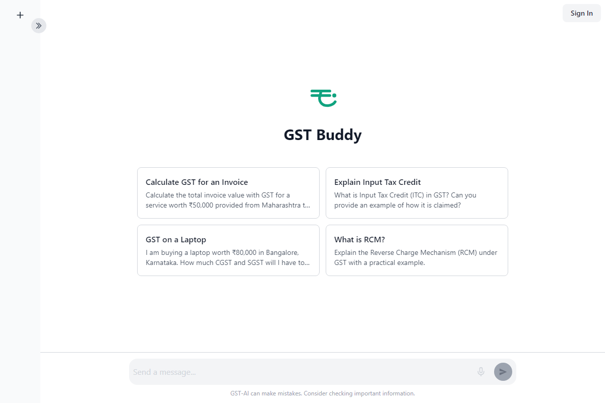 GST Buddy AI web application preview